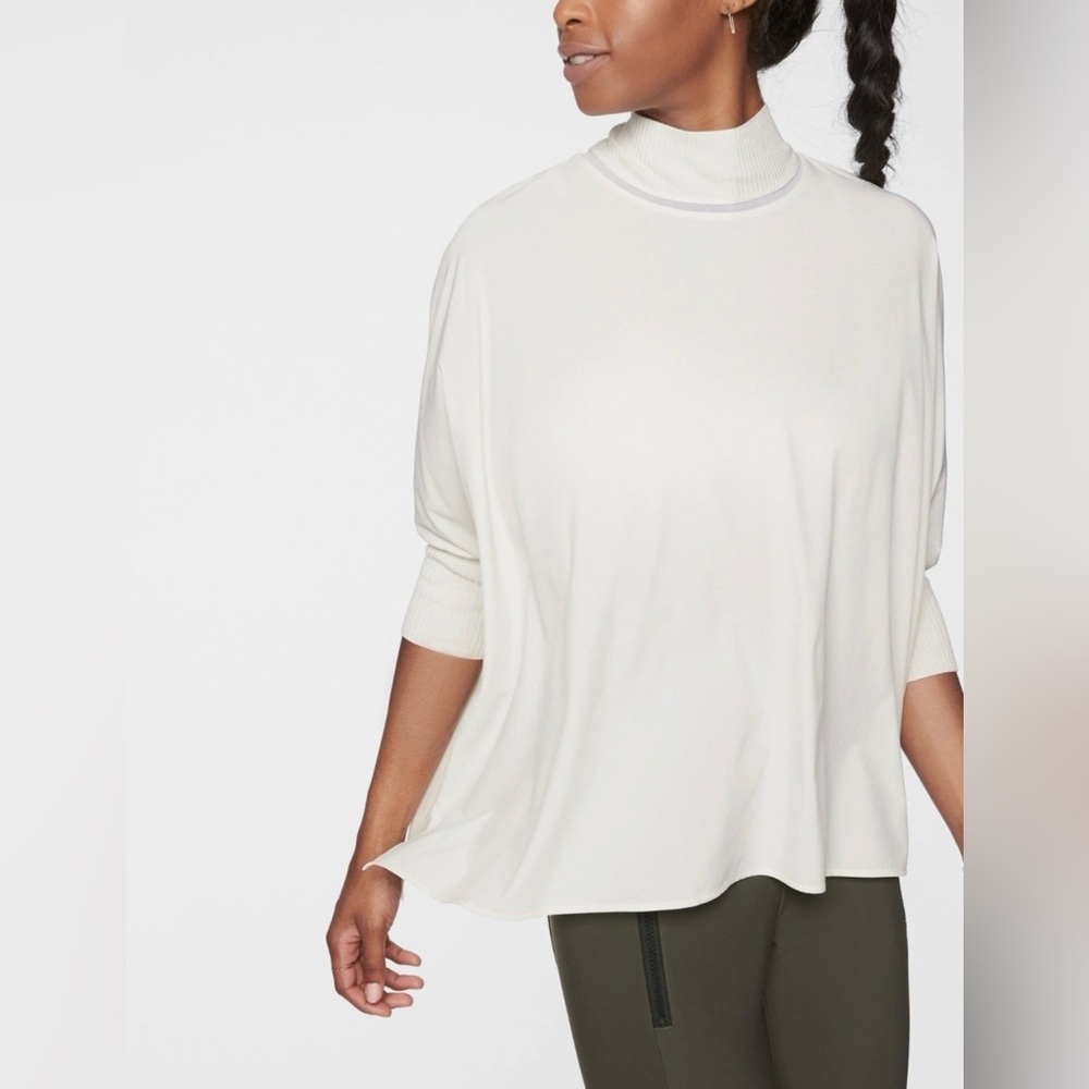 Athleta Cream Insights Mock Neck Oversized Top Size XL